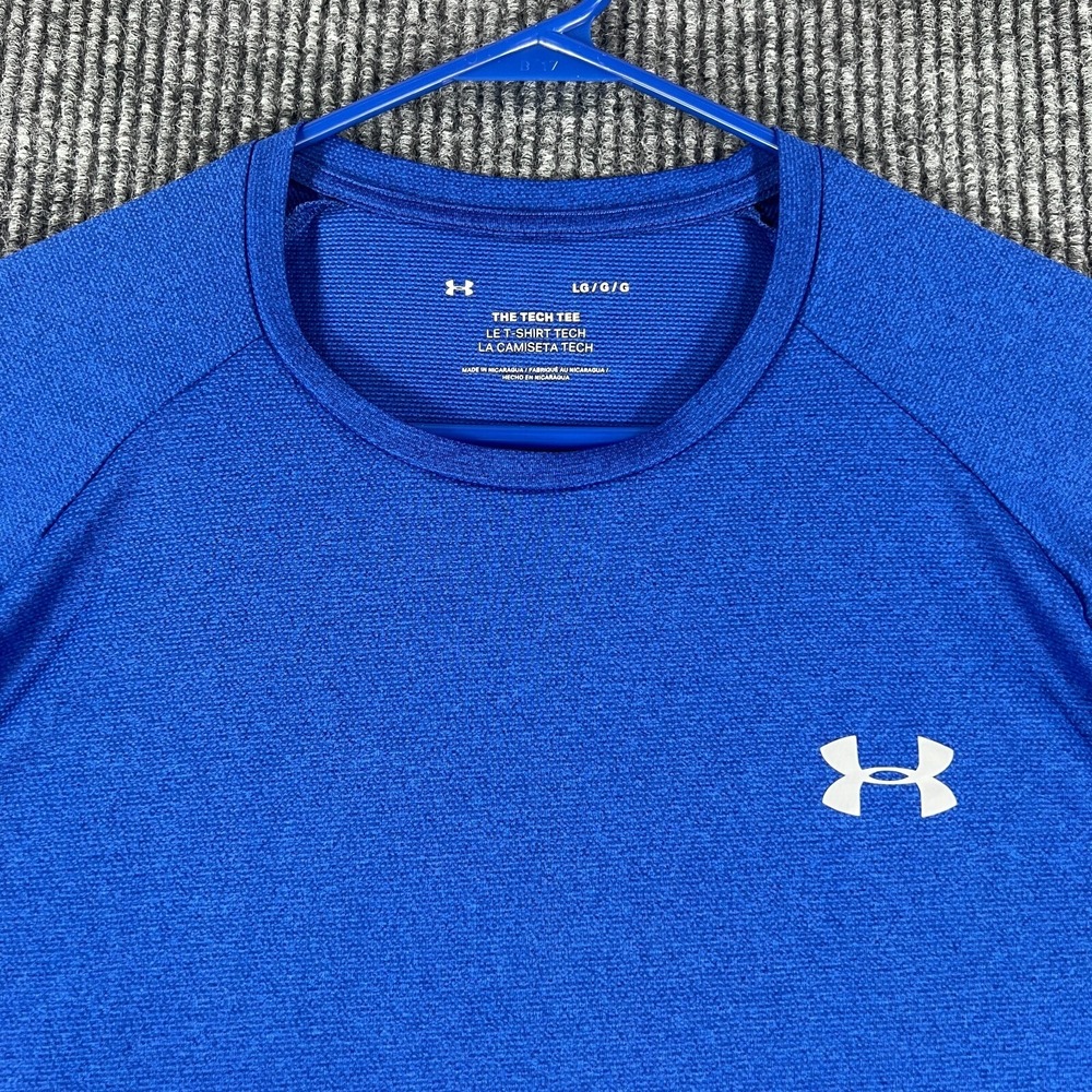 Under Armour Mens Shirt Large Blue Short Sleeve Tech Tee Lightweight Activewear